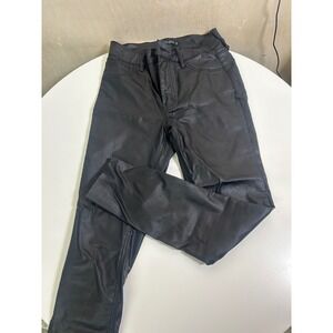 Hammer Jeans Faux Leather Pants‎ Women Size 5 Black Excellent Coated Slim Fit